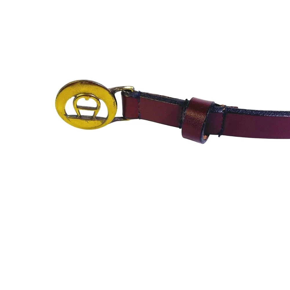 Etienne Aigner Western‎ Leather Belt Womens XS 26-29 in Horseshoe Burgundy